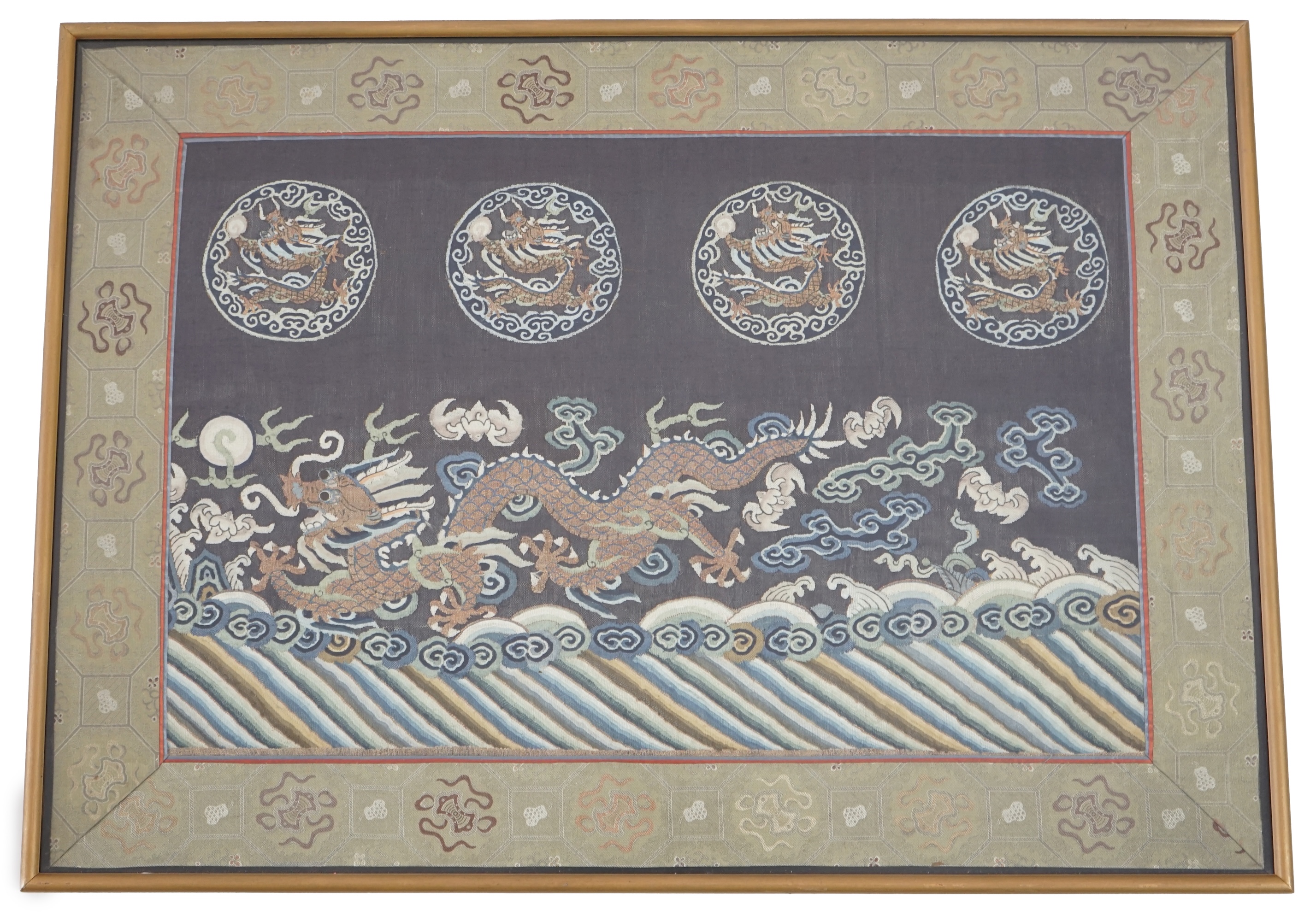 A Chinese Kesi 'dragon' panel, 19th century